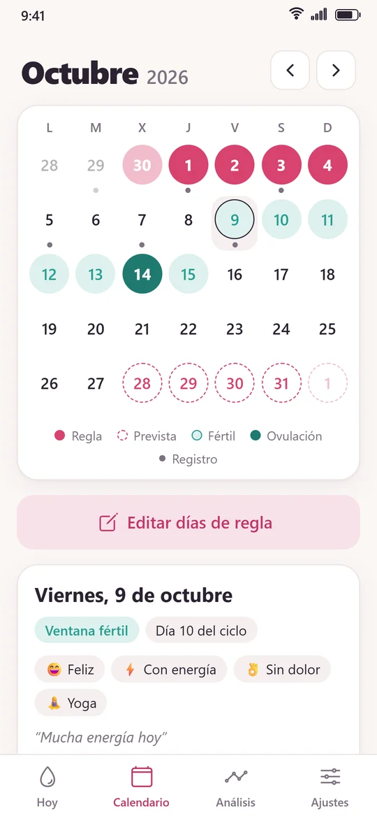 Pantalla Calendario